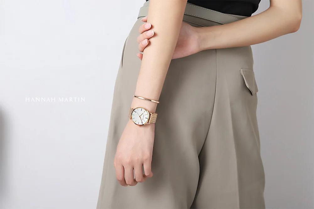 Top Brand Elegant Bohemian Style Women Watches  Simple Stainless Steel Mesh Strap Quartz Fashion Bracelet Watches