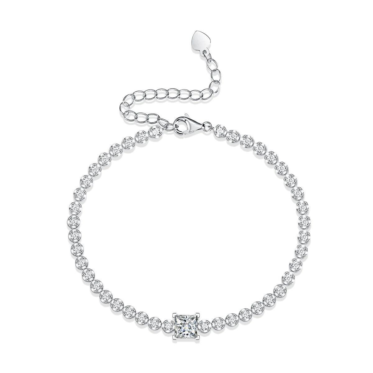 Radiant 1ct D Color VVS1 14K WGP Radiant Cut Square High Quality Moissanite Diamonds Bracelets - Luxury Jewellery - The Jewellery Supermarket