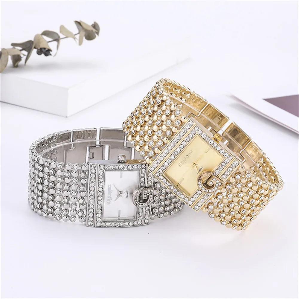 Classic Square Gold Women Watches High-end Temperament Ladies Dress Bracelet Watch Luxury Diamonds Quartz Wristwatch Montre - The Jewellery Supermarket