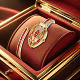 Luxurious Casual Style Honeycomb Case One Piece Women's Steel Band Snake-Shaped Snake Body Red Eye Quartz Watch