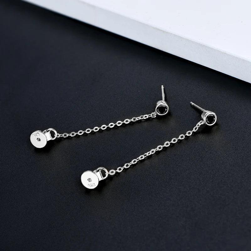 Chain Earring Round Cut D Colour VVS1 Clear Moissanite Diamonds Stud Earrings Silver Personality Fine Jewellery - The Jewellery Supermarket