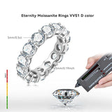 Luxury 3mm 0.1CT 5mm 0.5CT Moissanite Diamonds Eternity Rings - Silver Wedding Engagement Fine Jewellery - The Jewellery Supermarket