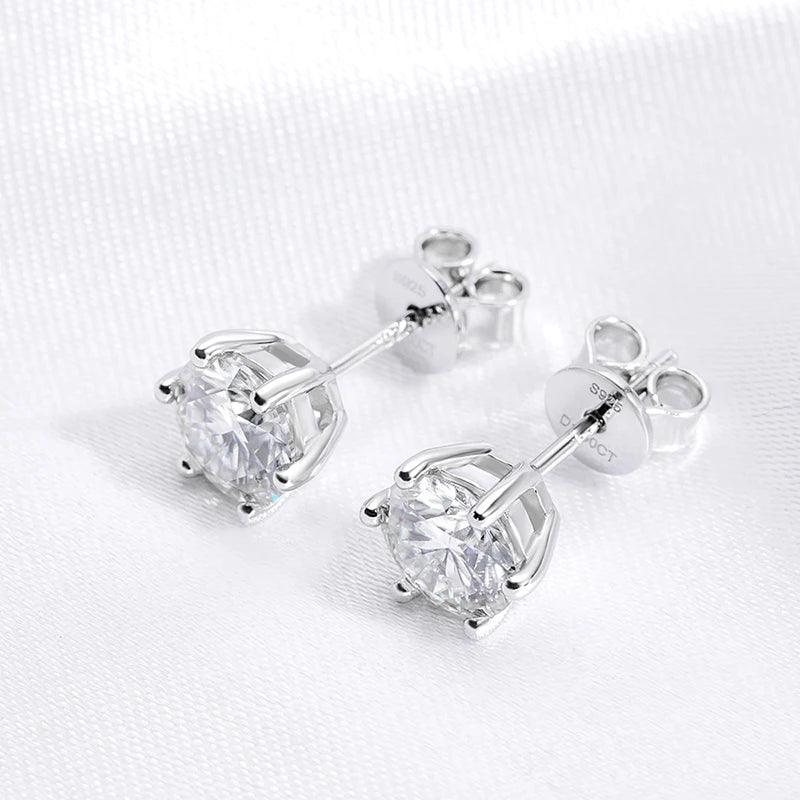 Splendid 18KG 0.5-2CT D Colour VVS1 Real Moissanite Diamonds Stud Earrings for Women - Sterling Silver Jewellery - The Jewellery Supermarket