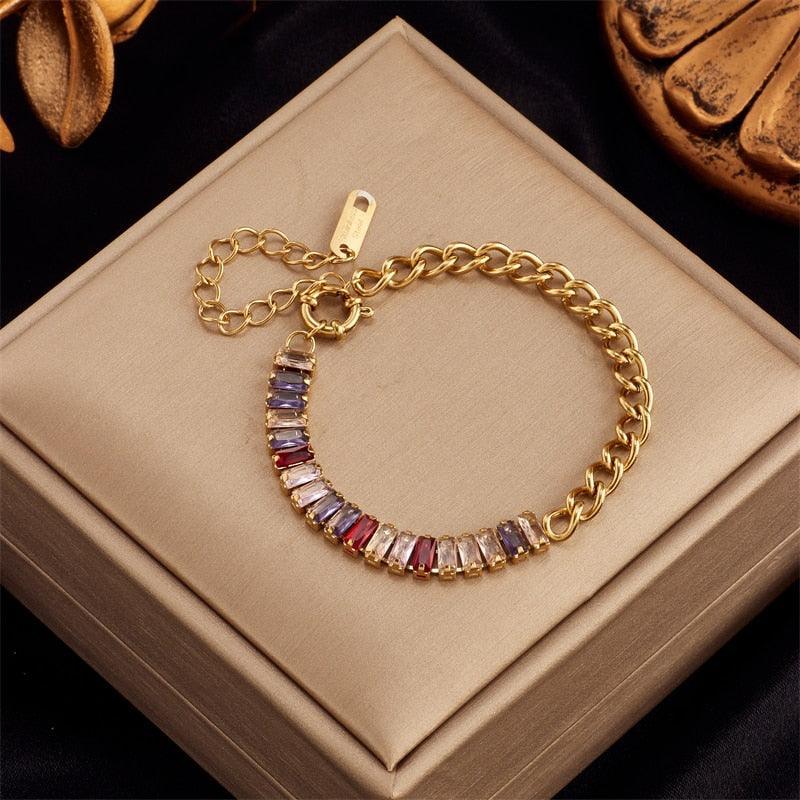 316L Stainless Steel Gold Colour Heart Butterfly Thick Bracelet For Women - High Quality Charming Jewellery - The Jewellery Supermarket