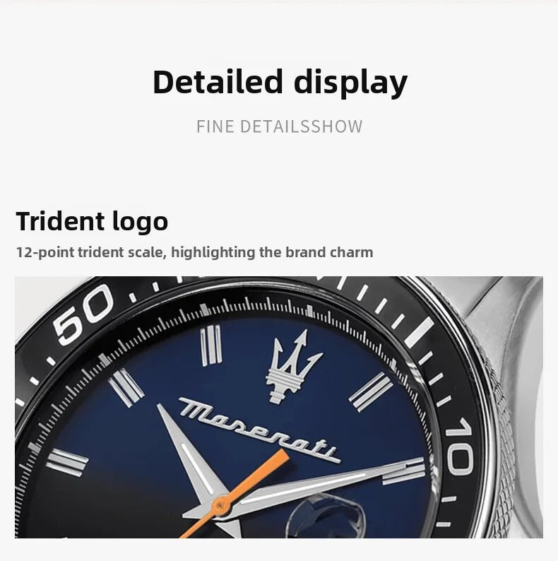 High Quality Maserati Waterproof Men's Business High-grade Green Water European and American Dial Quartz Watch