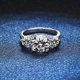 Superb 3CT 3 Stones Moissanite Diamonds Rings for Women 18KGP Wedding Engagement Bridal Sterling Silver Jewellery