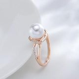 Latest Fashion Geometry 14K Filled Rose Gold and Silver AAA Zircon Pearl Ring for Women Boho Ethnic Jewellery
