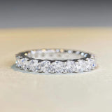 Dazzling 3MM D Color Moissanite Diamonds 18K White Gold Plate Eternity Wedding Engagement Rings for Women - The Jewellery Supermarket