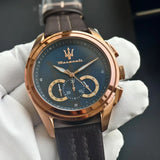 Original Maserati Men's Watch Quartz Darth Vader Waterproof Leather Strap Watches, Luxury, Precision Italian style