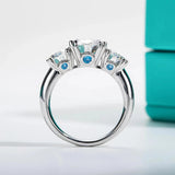 Superb 3 Stones D Colour VVS 5CT Moissanite Diamond Rings For Women Engagement Wedding Silver Certified Jewellery