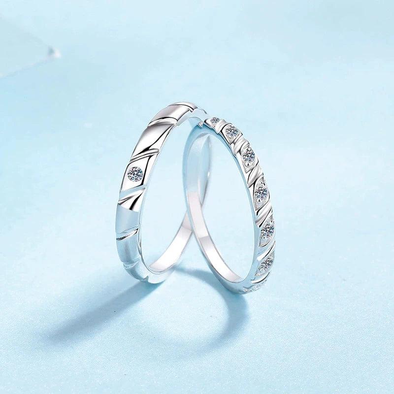 Luxury Moissanite Diamonds Couple Wedding Rings - 925 Sterling Silver Fashion Simple Fine Jewellery
