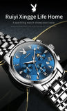 PLAYBOY Fashion Luxury Multifunction Original Waterproof Stainless Steel High Quality Quartz Watch for Men