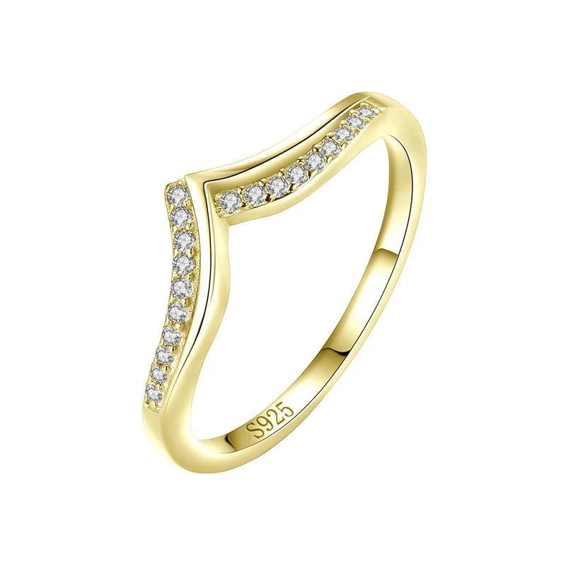 *NEW* Stylish Simple V Shape Sterling Silver AAAA High Quality Simulated Diamond Ring - The Jewellery Supermarket