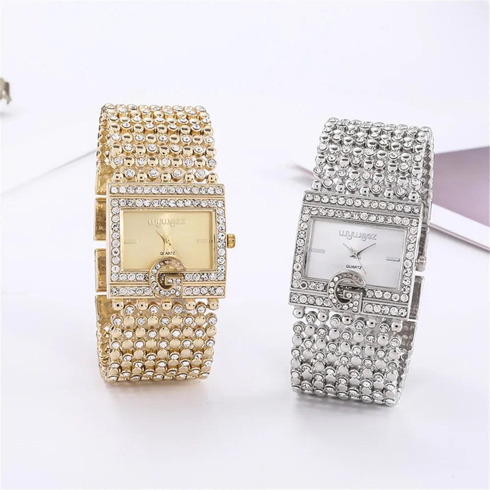 Classic Square Gold Women Watches High-end Temperament Ladies Dress Bracelet Watch Luxury Diamonds Quartz Wristwatch Montre - The Jewellery Supermarket