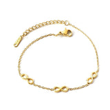 Dainty Gold Colour Stainless Steel Charm Bracelets - Crystal Evil Eyes Tree of Life Hamsa Hand Elephant Chain - The Jewellery Supermarket