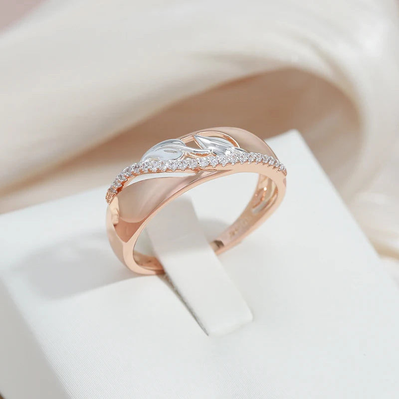 Superb 14K Filled Rose Gold And Silver Two Color AAA Zircon Diamonds Setting Fashion Slim Design Luxury Rings