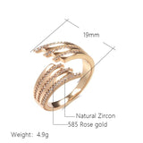 Dazzling 14K Rolled Rose Gold Micro Wax Inlay AAA Zircon Diamonds Daily Fine Open Ring for Women, Fine Jewellery