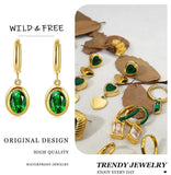 Trendy Green Zircon Crystals Stainless Steel Drop Luxury Charm Dangle Earrings for Women and Girls - The Jewellery Supermarket