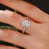 Amazing 1-5Carat Oval Cut Moissanite Diamod Rings, Silver GRA Certified Halo Promise Wedding Engagement Jewellery