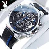 PLAYBOY Top Brand High Quality Luxury Men Watch Silicone Strap Waterproof Fashion Quartz Men's Watches