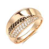 Luxury Geometric Cross 14K Filled Rose Gold AAA Black White Zircon Diamond Rings for Women - Fine Daily Jewellery