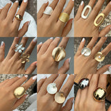Trendy Geometric Light Silver, Gold Colour Irregular Big Cuff Rings for Women - Ideal Ladies Fashion Jewellery