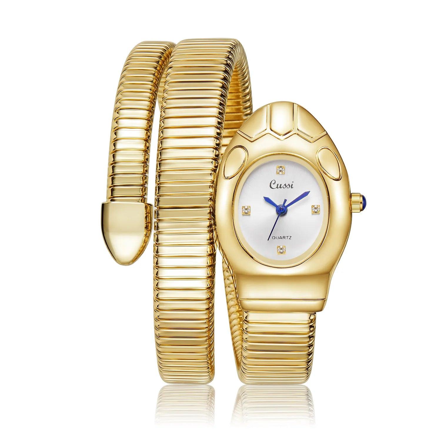 Unique Design Snake Watches for Women - Luxury Stainless Steel Quartz Fashion Lady Dress Jewellery