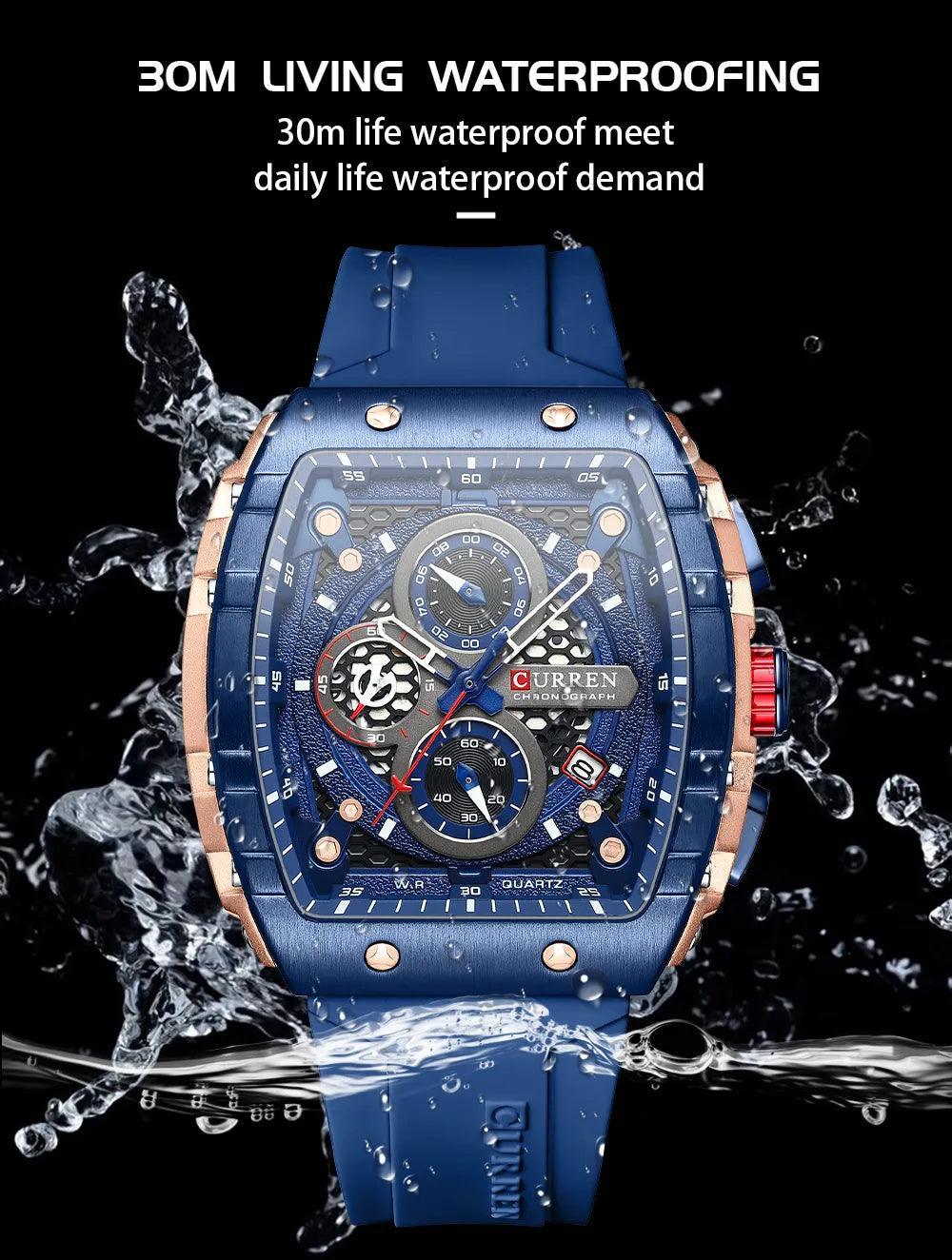 Top Brand Luxury Square Quartz Men's Watches - Waterproof Luminous Chronograph Watches for Men - The Jewellery Supermarket
