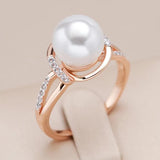 Latest Fashion Geometry 14K Filled Rose Gold and Silver AAA Zircon Pearl Ring for Women Boho Ethnic Jewellery