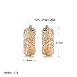 Fashion Ethnic Design 14K Rolled Rose Gold Full Hollow Texture Drop Earrings - Simple Party Daily  Jewellery
