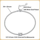 Amazing New In 1ct Emerald Cut Moissanite Diamond Link Bracelet for Women - Fine Jewellery with Real Sterling Silver - The Jewellery Supermarket