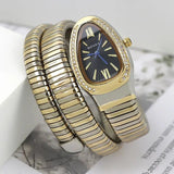 Unique Snake Shaped Design Bracelet Gold Silver Watches for Women Luxury Bangle Quartz Watches
