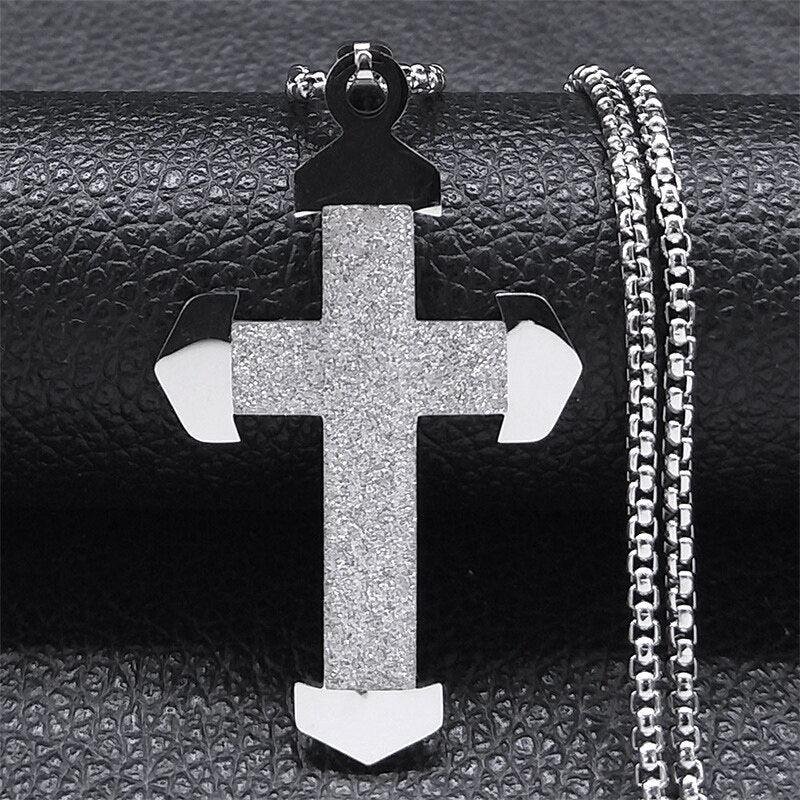 Catholic Cross Stainless Steel Jesus Christ Amulet Necklace - Gold Colour Chain Christian Necklaces Jewellery - The Jewellery Supermarket