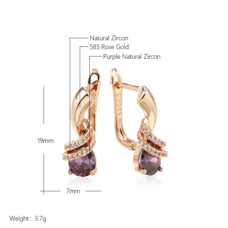 Marvelous Cute Drop Filled 14K Rose Gold Purple Double Layer AAA Zircon Diamonds Earrings - Fashion Jewellery