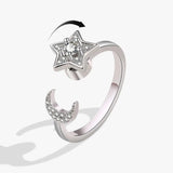 New Anti Anxiety North Star Crystal Adjustable Fidget Spinner Rings For Women - Ideal Fashion Party Daily Use Gifts - The Jewellery Supermarket