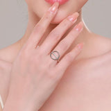 Genuine Silver Round Ring - Dazzling Clear AAAA Simulated Diamonds Simple Geometric Design Fine Jewellery - The Jewellery Supermarket