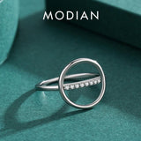 Genuine Silver Round Ring - Dazzling Clear AAAA Simulated Diamonds Simple Geometric Design Fine Jewellery - The Jewellery Supermarket