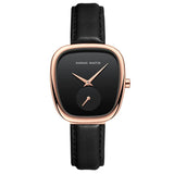 Fashionable Minimalist Style Elegant Ladie's Quartz Wristwatch Wine Barrel Rose Gold or Black Oval Women's Watches