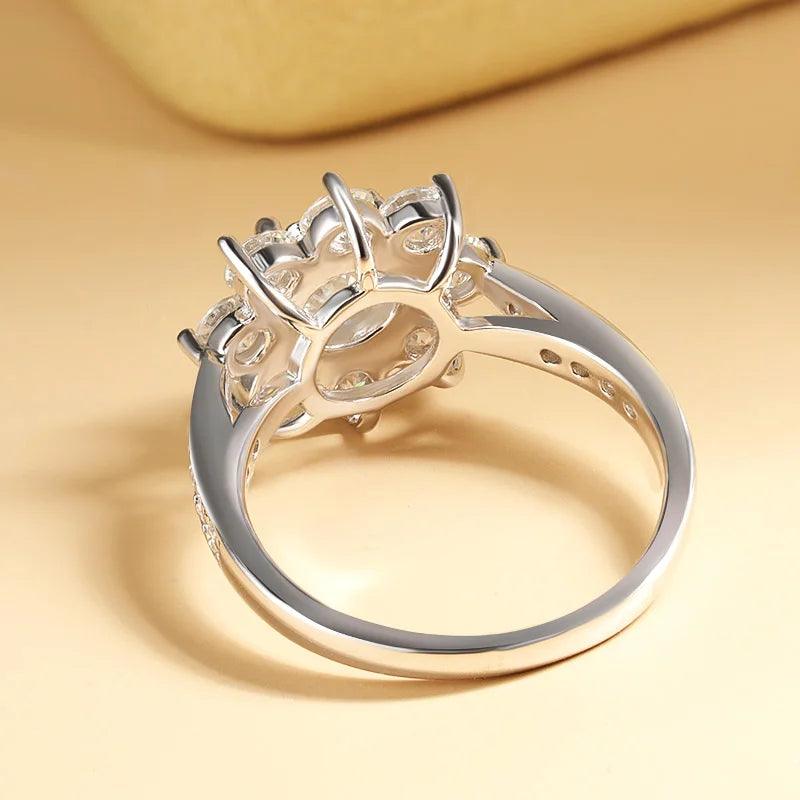 Brilliant GRA Certified VVS1 Moissanite Diamond Rings 925 Sterling Silver Sunflower Wedding Enggement Fine Jewellery