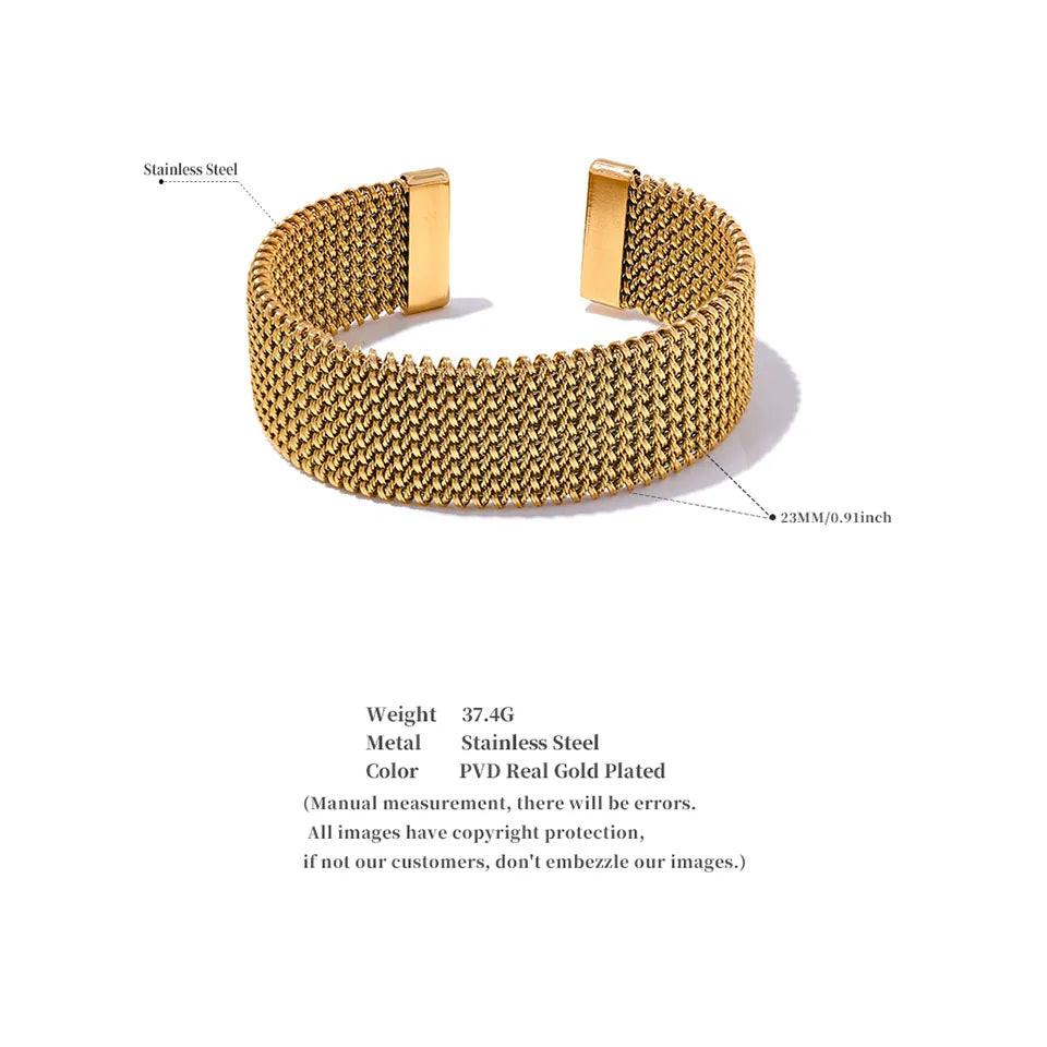 New Waterproof Stainless Steel Metal Wide Open Bracelet Bangle for Women High Quality Statement Daily Jewellery - The Jewellery Supermarket
