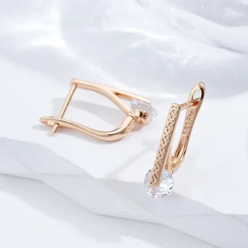 New 14K Rolled Rose Gold AAA Emerald Zircon Crystals Luxury Round Crystal Earrings For Women -  Fine Jewellery