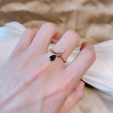 New Style Fashion Rolled 14K Rose Gold With Black AAA Zircon Crystal Ring - High Quality Daily Fine Jewellery