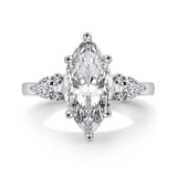 3 Stone 3 Carat D Colour Marquise Cut Moissanite Diamond Ring S925 Silver Wedding Engagement Certified Jewellery