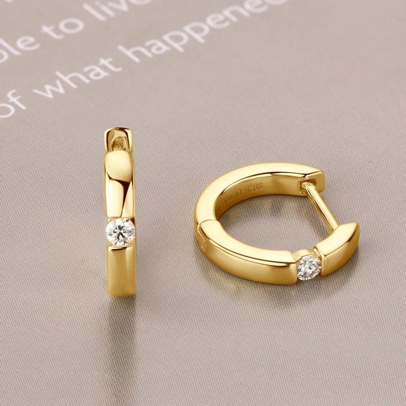 New Design 14KGP Moissanite Diamonds Hoop Earrings 2.0mm VVS1 Fine Jewellery - Silver Earrings for Women Men - The Jewellery Supermarket