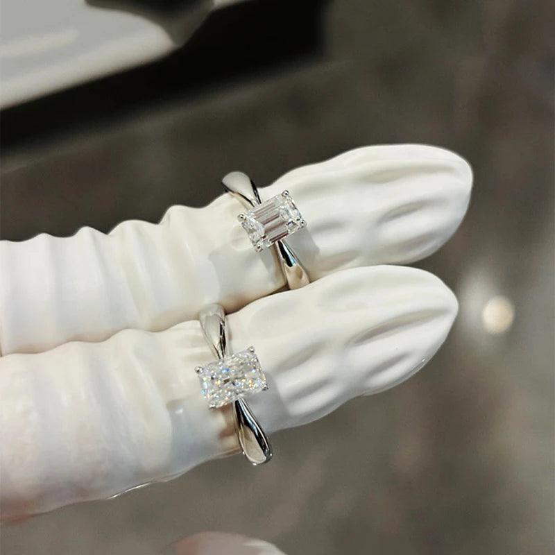 Excellent 1Carat Radiant/Asscher Cut Moissanite Diamond Rings 925 Silver Wedding Engagement GRA Certified Jewellery