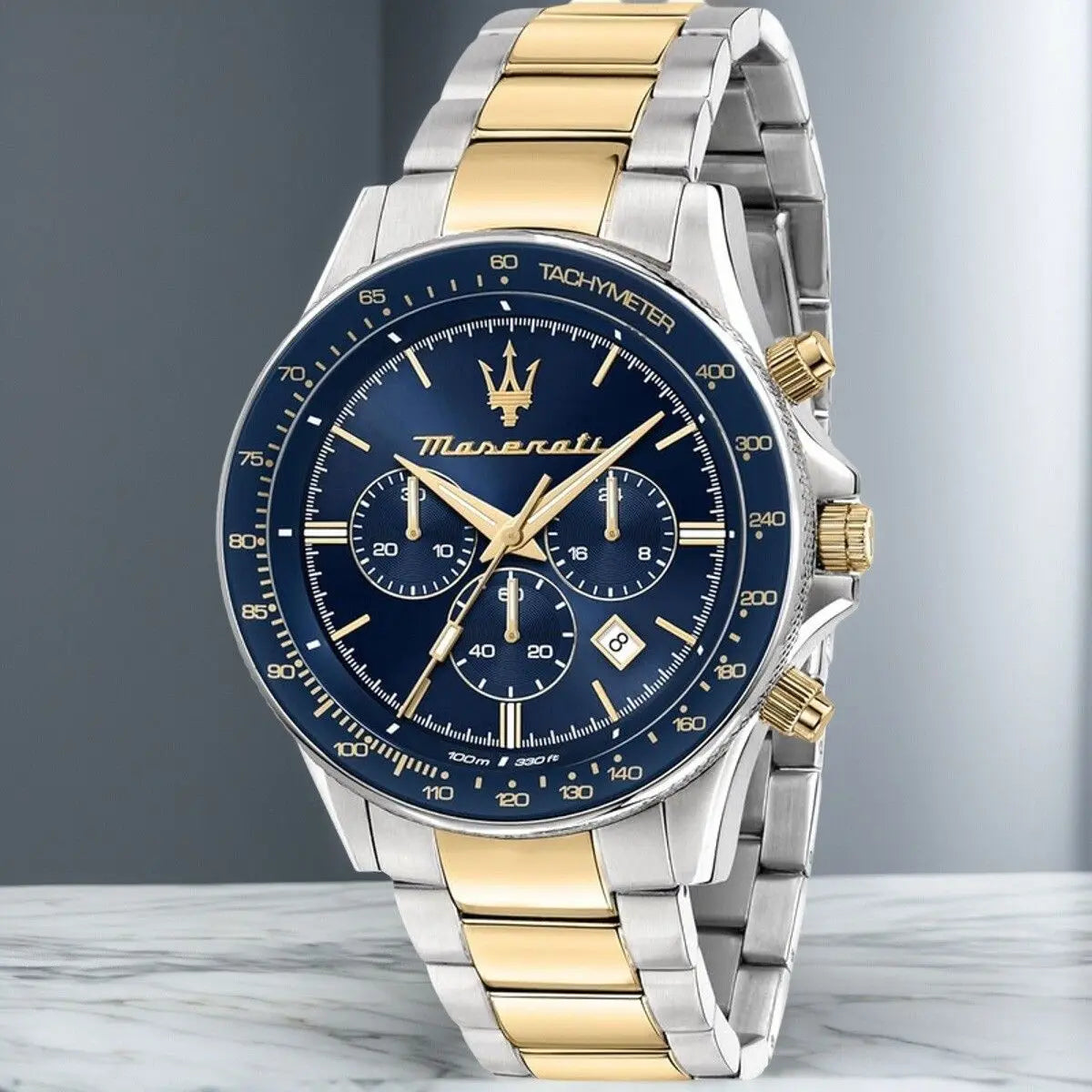 Original Luxury Maserati Men's Watch SFIDA Challenge Series Luxury Business Trendy Black Gold Steel Belt Watch