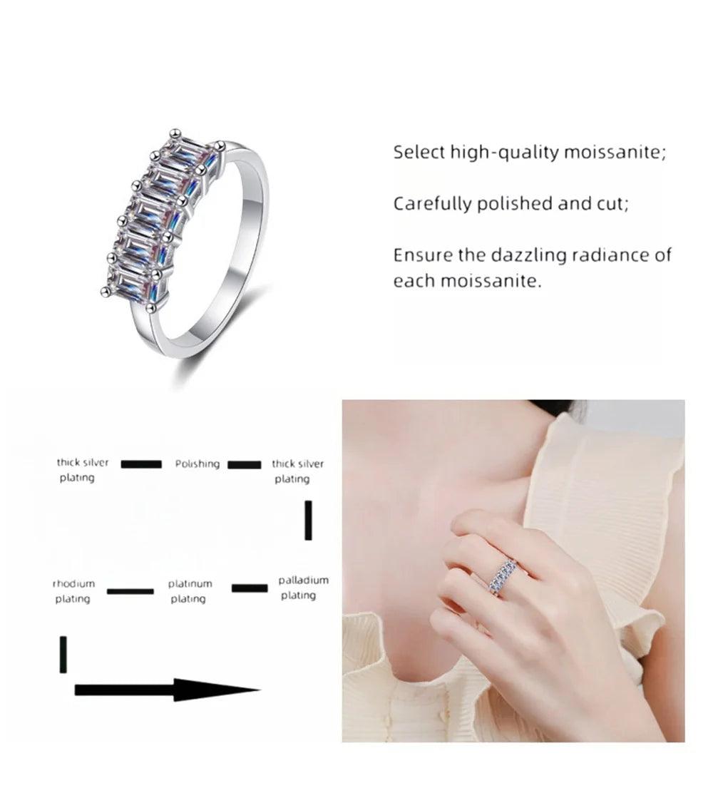.5CT Total Emerald Cut High Quality Moissanite Diamonds Half Eternity Anniversary - Luxury Jewellery