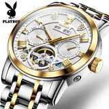 PLAYBOY Luxury Top Brand Fashion Automatic Mechanical Stainless Steel Waterproof Business Men's Watches for Men