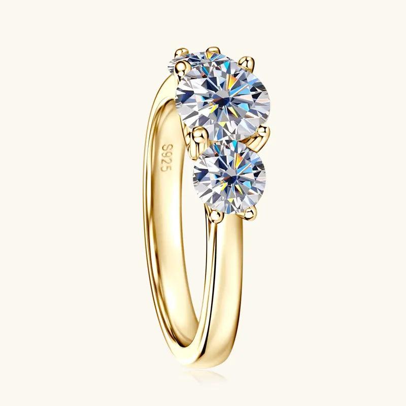 Amazing Round Cut Three Stone D Colour VVS1 Moissanite Engagement Wedding Rings - Sterling Silver Fine Jewellery