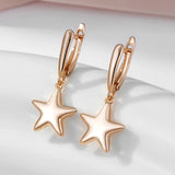 Glossy Stars Filled Rose Gold of 14-Karat Purity Dangle Earrings For Women - Luxury Jewellery Long Earrings